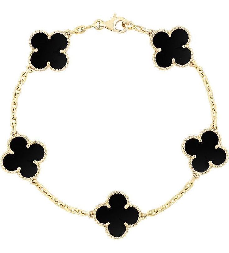 Pulsera Trébol Van Cleef Bañada En Oro 18k + Caja De Regalo