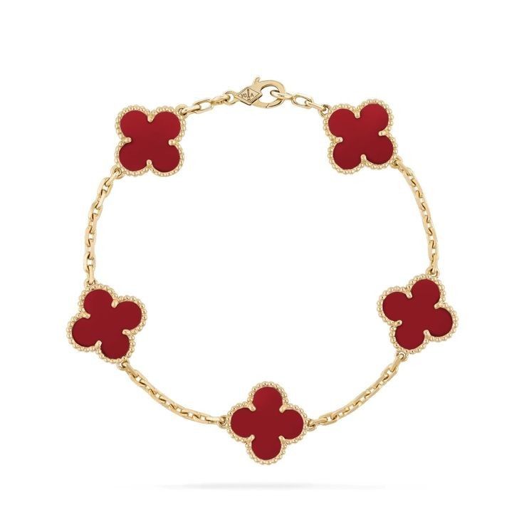 Pulsera Trébol Van Cleef Bañada En Oro 18k + Caja De Regalo