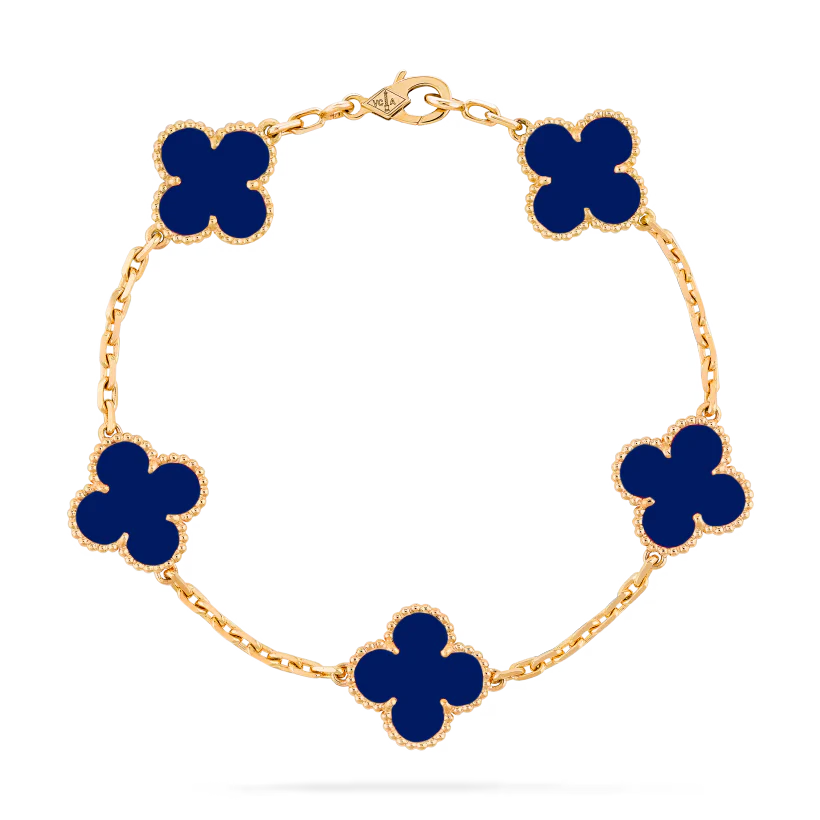 Pulsera Trébol Van Cleef Bañada En Oro 18k + Caja De Regalo